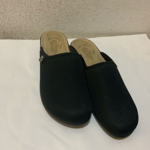 Fly Flot Black Clogs Shoes Women's Size 7 Made in Italy - Picture 1 of 6
